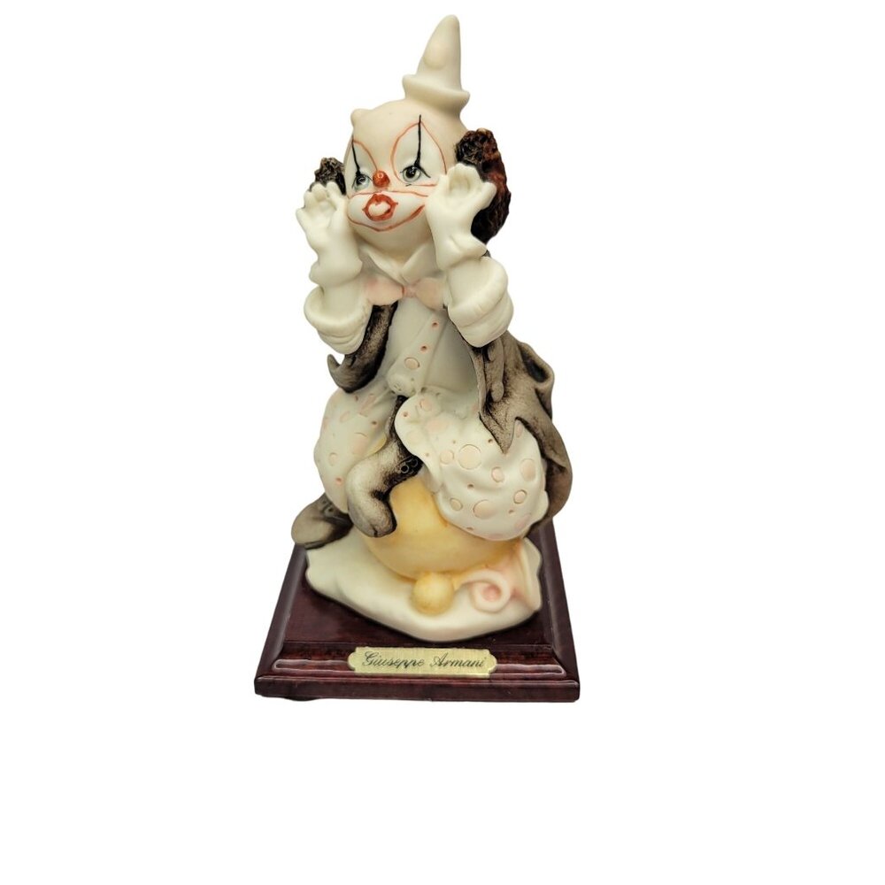 Vyg 80s Giuseppe Armani Florence Clown On Balloon Figurine w/ Base Made in Italy